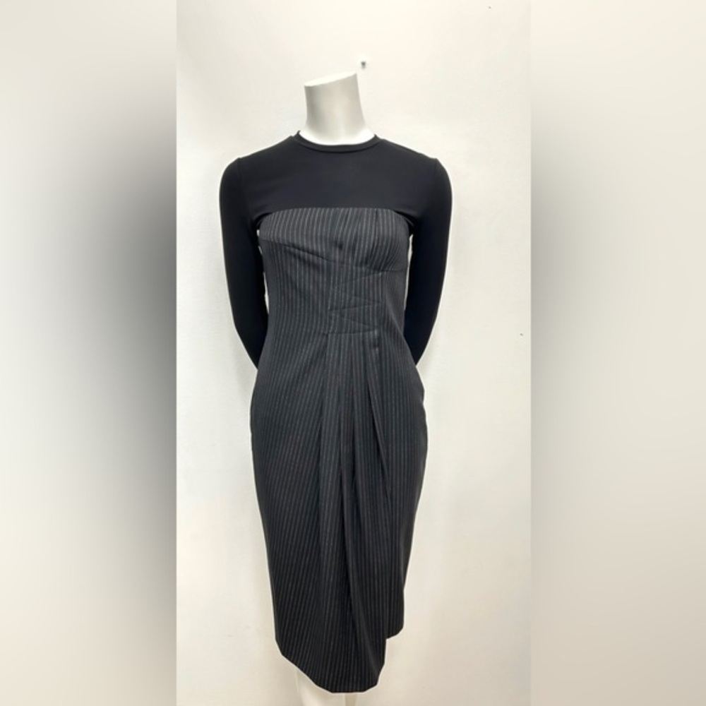 Max Mara Black Pinestripe Sheath Dress Size 2